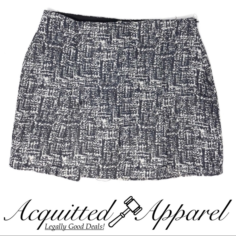 Joie Black and White Cotton Blend Sheath Skirt - Picture 1 of 7